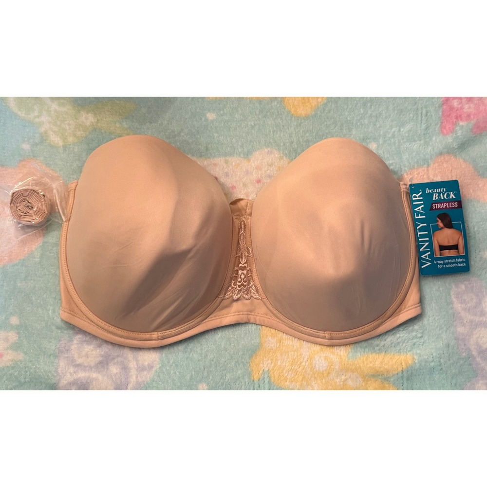 Vanity Fair Beauty Back Strapless Bra 36G Rose Beige New With Tags